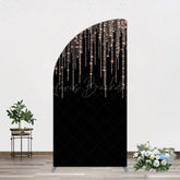 Lofaris Black Rose Gold Lines Simple Birthday Half Moon Arch Backdrop